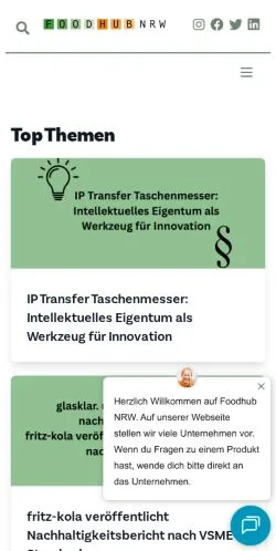 Anteprima del sito Foodhub NRW, media di Germania per articoli sponsorizzati