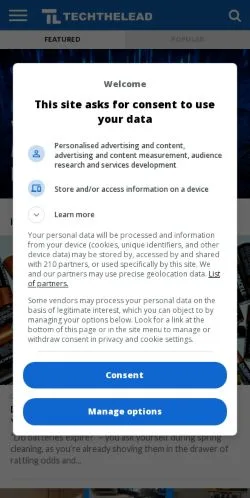 Forhåndsvisning av nettstedet TechTheLead, medium fra USA for sponsede artikler