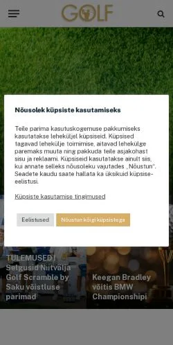 Anteprima del sito Golfiportaal, media di Estonia per articoli sponsorizzati