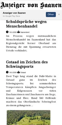 스폰서 기사용 스위스 매체 Anzeiger von Saanen 사이트 미리보기