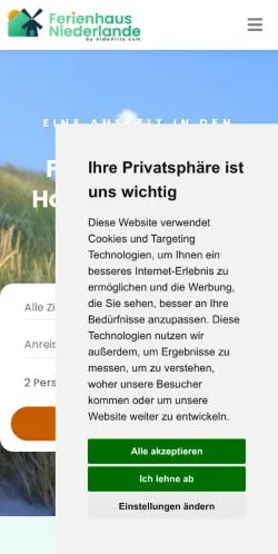 Pré-visualização do site ferienhausniederlande, meio de Alemanha para artigos patrocinados
