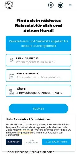 Anteprima del sito Top-Hundeurlaub, media di Germania per articoli sponsorizzati