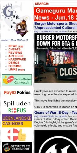 Aperçu du site Gameguru Mania, média de États-Unis pour articles sponsorisés