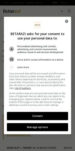 Anteprima del sito Betarazi, media di Stati Uniti per articoli sponsorizzati