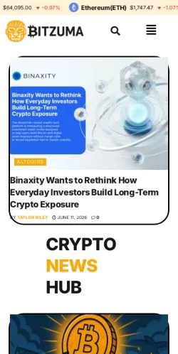 Preview of the Bitzuma website, a media outlet in United States for sponsored articles