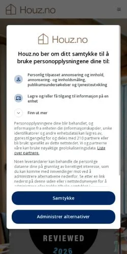 Pré-visualização do site Houz, meio de Noruega para artigos patrocinados
