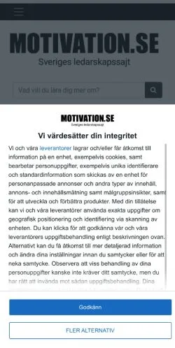 Podgląd witryny Motivation, medium z kraju Szwecja do artykułów sponsorowanych