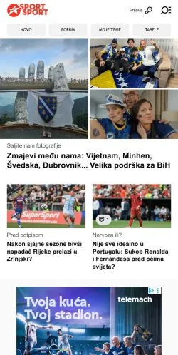 Podgląd witryny SportSport, medium z kraju Chorwacja do artykułów sponsorowanych