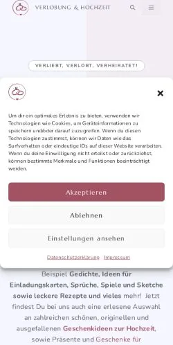 Anteprima del sito Verlobung & Hochzeit, media di Germania per articoli sponsorizzati