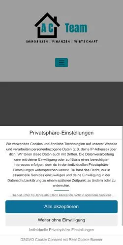 Anteprima del sito Acteam, media di Germania per articoli sponsorizzati