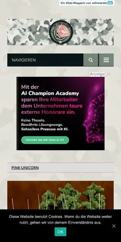 Anteprima del sito Pink Unicorn TV, media di Germania per articoli sponsorizzati