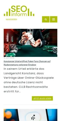 Anteprima del sito SEO Inform, media di Germania per articoli sponsorizzati