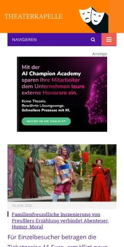 Anteprima del sito Theaterkapelle, media di Germania per articoli sponsorizzati