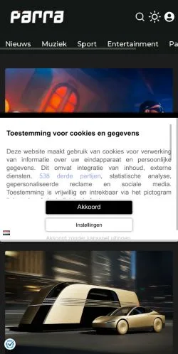 Aperçu du site PARRA, média de Pays-Bas pour articles sponsorisés