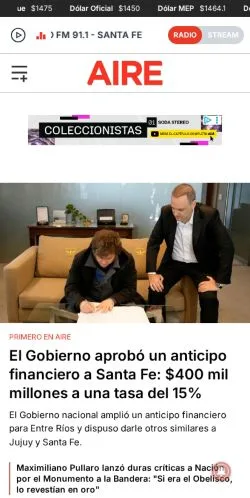 Podgląd witryny Aire de Santa Fe, medium z kraju Argentyna do artykułów sponsorowanych