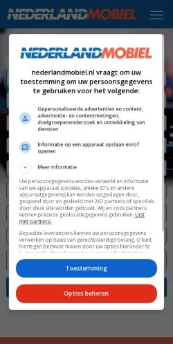 Anteprima del sito Nederland Mobiel, media di Paesi Bassi per articoli sponsorizzati