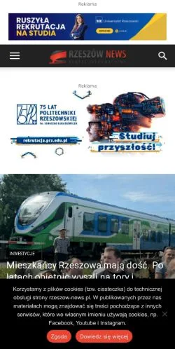 Anteprima del sito Rzeszów News, media di Polonia per articoli sponsorizzati