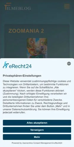 Podgląd witryny Der Filme Blog, medium z kraju Niemcy do artykułów sponsorowanych