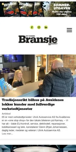Anteprima del sito Det Norske Bransjemagasinet, media di Norvegia per articoli sponsorizzati
