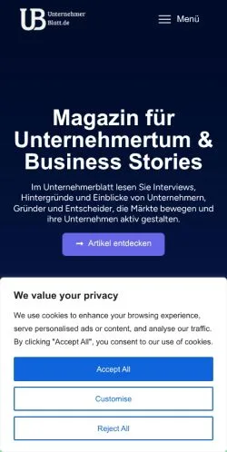 스폰서 기사용 독일 매체 Unternehmerblatt 사이트 미리보기