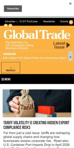 Podgląd witryny Global Trade Magazine, medium z kraju Stany Zjednoczone do artykułów sponsorowanych