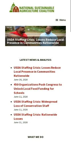 Anteprima del sito National Sustainable Agriculture Coalition, media di Stati Uniti per articoli sponsorizzati