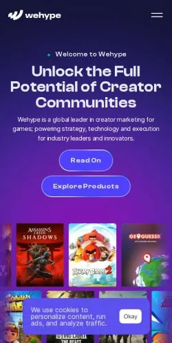 Voorbeeld van de site Wehype, medium uit Verenigde Staten voor gesponsorde artikelen