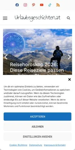 Podgląd witryny Urlaubsgeschichten, medium z kraju Austria do artykułów sponsorowanych