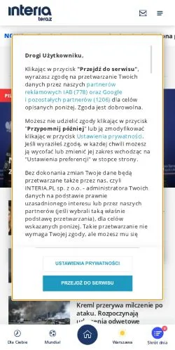 Sponsorlu makaleler için Polonya medyası Interia sitesinin önizlemesi
