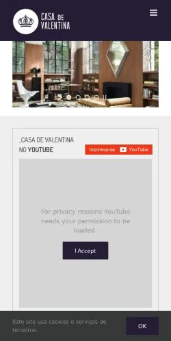 Anteprima del sito Casa de Valentina, media di Brasile per articoli sponsorizzati