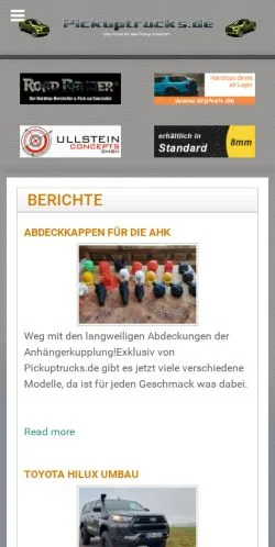 Aperçu du site Pickuptrucks, média de Allemagne pour articles sponsorisés