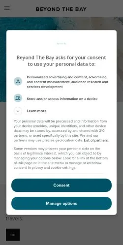 Anteprima del sito Beyond The Bay, media di Australia per articoli sponsorizzati