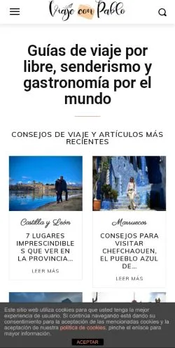 Anteprima del sito Viaje Con Pablo, media di Spagna per articoli sponsorizzati