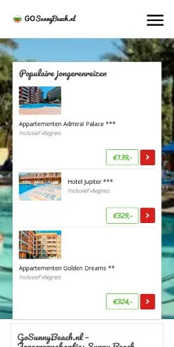 Anteprima del sito Go Sunny Beach, media di Paesi Bassi per articoli sponsorizzati