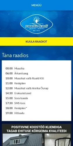 Forhåndsvisning af Raadio Kadi, medie fra Estland til sponsorerede artikler