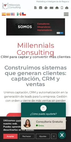 Anteprima del sito Millennials Consulting, media di Spagna per articoli sponsorizzati