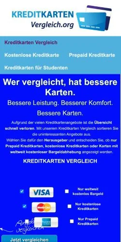 Anteprima del sito Kreditkarten Vergleich, media di Germania per articoli sponsorizzati