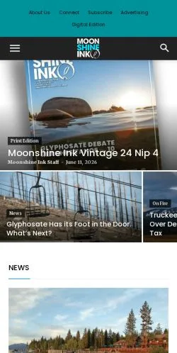Vista previa del sitio Moonshine Ink, medio de Estados Unidos para artículos patrocinados