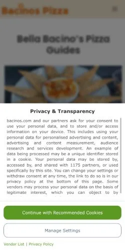 Voorbeeld van de site Bacinos, medium uit Verenigde Staten voor gesponsorde artikelen