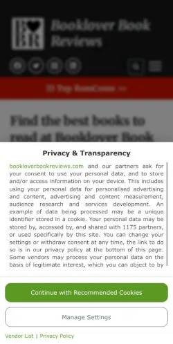 Podgląd witryny Booklover Book Reviews, medium z kraju Stany Zjednoczone do artykułów sponsorowanych