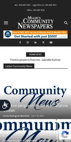 Podgląd witryny Miami Community News, medium z kraju Stany Zjednoczone do artykułów sponsorowanych