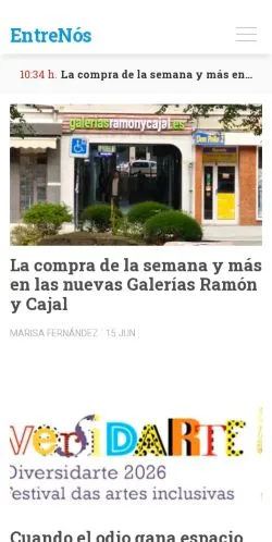 Förhandsvisning av webbplatsen EntreNós, medium i Spanien för sponsrade artiklar