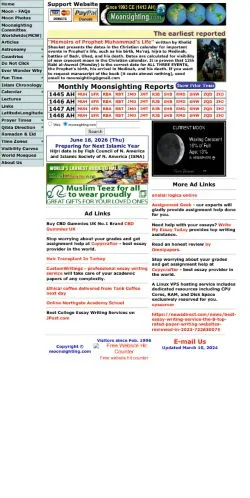 Forhåndsvisning av nettstedet Moonsighting.com, medium fra USA for sponsede artikler