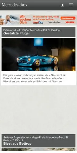 Podgląd witryny Mercedes-Fans, medium z kraju Niemcy do artykułów sponsorowanych