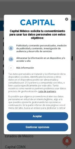 스폰서 기사용 멕시코 매체 Capital México 사이트 미리보기
