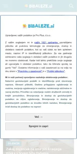 Anteprima del sito Bibaleze, media di Slovenia per articoli sponsorizzati