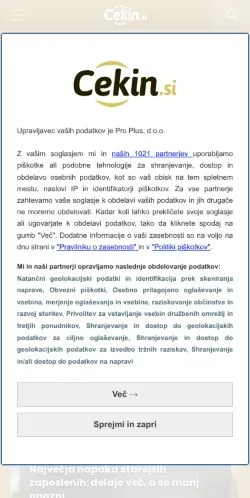 Pré-visualização do site Za vsak žep | Cekin.si, meio de Eslovênia para artigos patrocinados