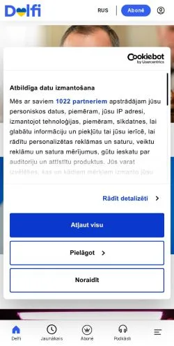 Preview of the Delfi website, a media outlet in Latvia for sponsored articles