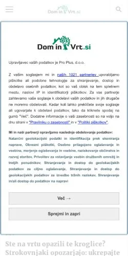 Preview of the Dominvrt website, a media outlet in Slovenia for sponsored articles