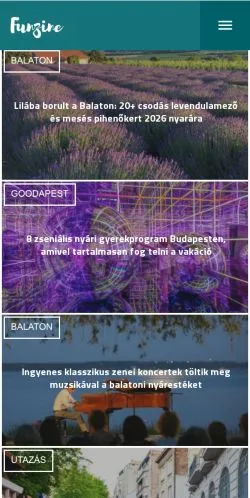 Podgląd witryny FUNZINE, medium z kraju Węgry do artykułów sponsorowanych